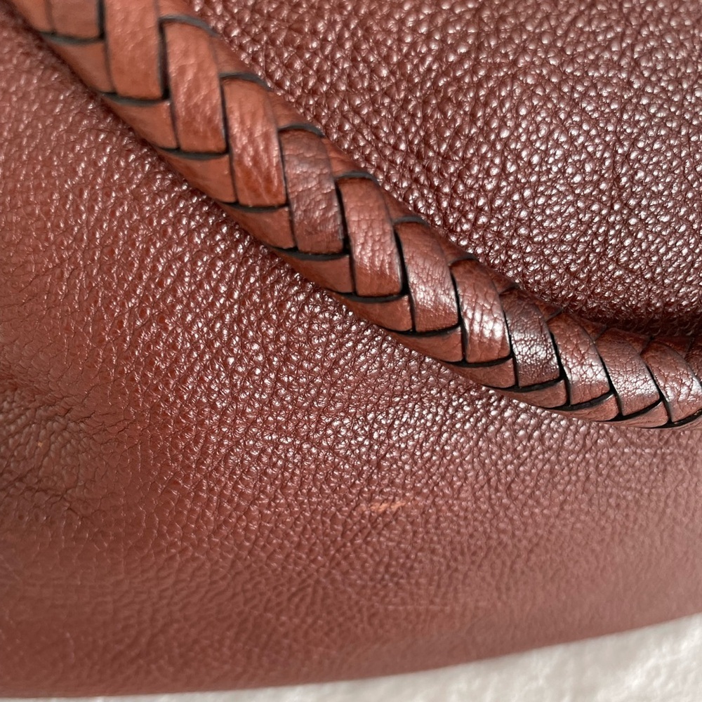Cole Haan Handbag Purse Satchel Pebbled Brown Leather Equestrian Brass Accent - Picture 17 of 17